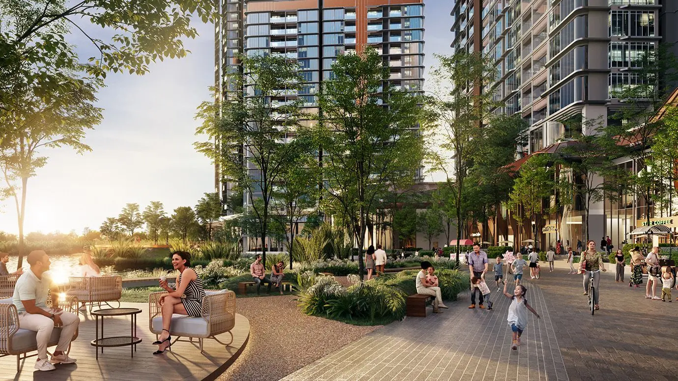 Phối cảnh ánh sáng lung linh về đêm tại Eaton Park Gamuda Land Mai Chí Thọ