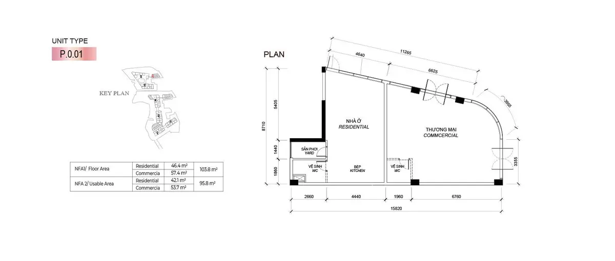 Mặt bằng phân bổ các căn podium shops khối đế tại Eaton Park
